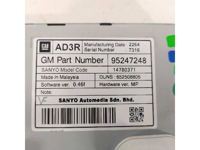 Recambio de pantalla multifuncion para opel zafira tourer excellence referencia OEM IAM 95247248 14780371 652508805