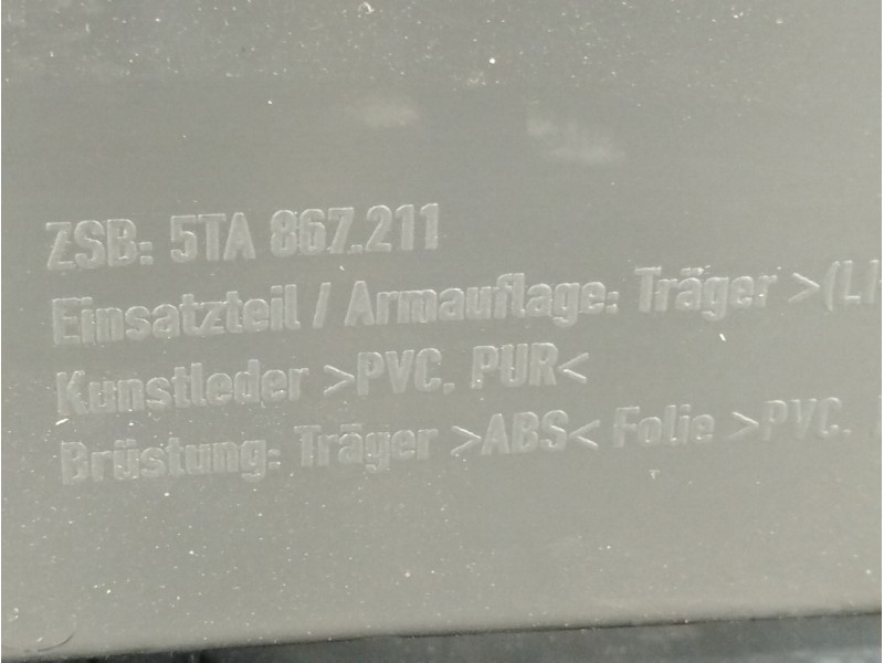 Recambio de guarnecido puerta trasera izquierda para volkswagen touran (5t1) advance bmt referencia OEM IAM 5TA867211  