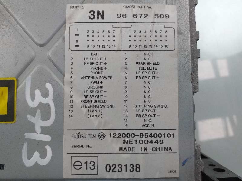 Recambio de sistema audio / radio cd para chevrolet captiva 2.4 ls referencia OEM IAM 96672509  