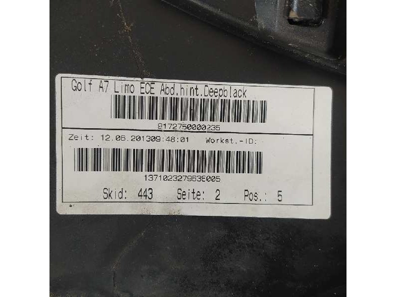 Recambio de paragolpes trasero para volkswagen golf vii lim. sport bluemotion referencia OEM IAM 5G6807421 5G6807568D 