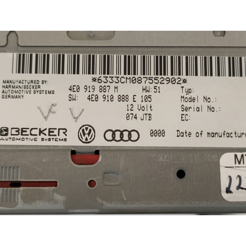 Recambio de sistema navegacion gps para audi a4 avant (8k5) (2008) básico quattro referencia OEM IAM 4E0919887 4E0919887M 4E0910