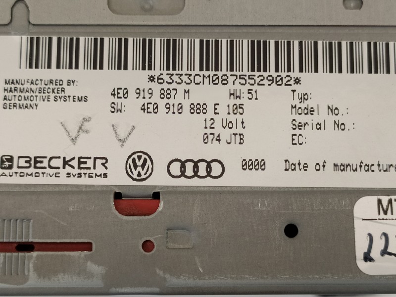 Recambio de sistema navegacion gps para audi a4 avant (8k5) (2008) básico quattro referencia OEM IAM 4E0919887 4E0919887M 4E0910