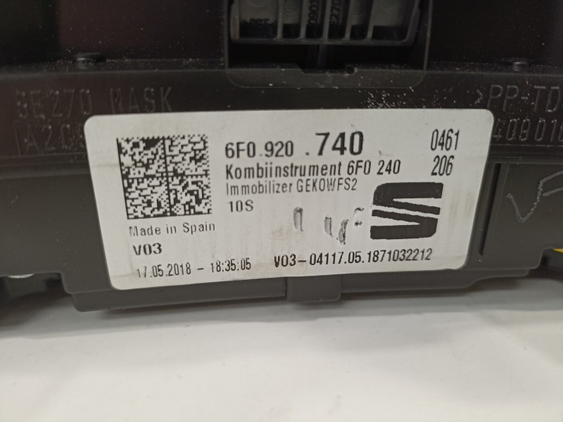 Recambio de cuadro instrumentos para seat ibiza (kj1) reference referencia OEM IAM 6F0920740  