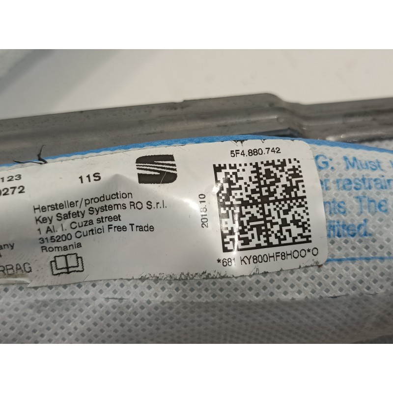 Recambio de airbag cortina delantero derecho para seat leon (5f1) cupra 290 referencia OEM IAM 5F4880742  