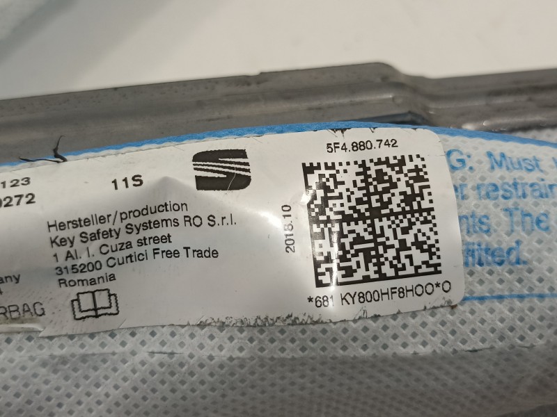Recambio de airbag cortina delantero derecho para seat leon (5f1) cupra 290 referencia OEM IAM 5F4880742  