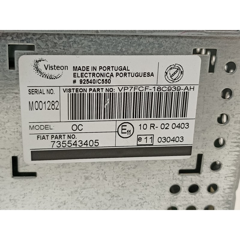 Recambio de sistema audio / radio cd para fiat bravo (198) 1.6 16v active multijet (77kw) referencia OEM IAM 735543405 M001282 