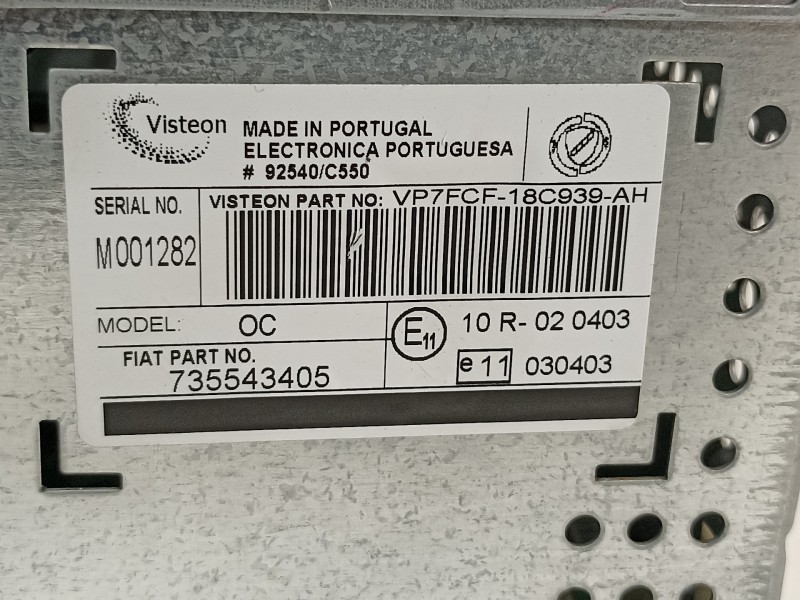 Recambio de sistema audio / radio cd para fiat bravo (198) 1.6 16v active multijet (77kw) referencia OEM IAM 735543405 M001282 