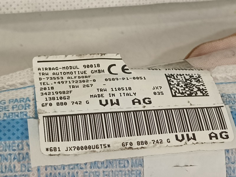 Recambio de airbag lateral delantero derecho para seat ibiza (kj1) reference referencia OEM IAM 6F0880742G  
