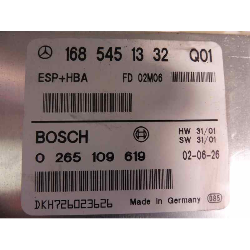 Recambio de centralita abs para mercedes-benz clase a (w168) 1.6 cat referencia OEM IAM 1685451332 0265109619 DKH726023B2B