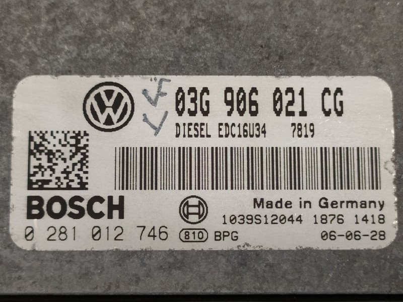 Recambio de centralita motor uce para volkswagen caddy ka/kb (2k) kombi referencia OEM IAM 03G906021CG 0281012746 