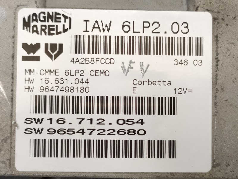 Recambio de centralita motor uce para peugeot 206 berlina xt referencia OEM IAM 9654722680 9647498180 16712054