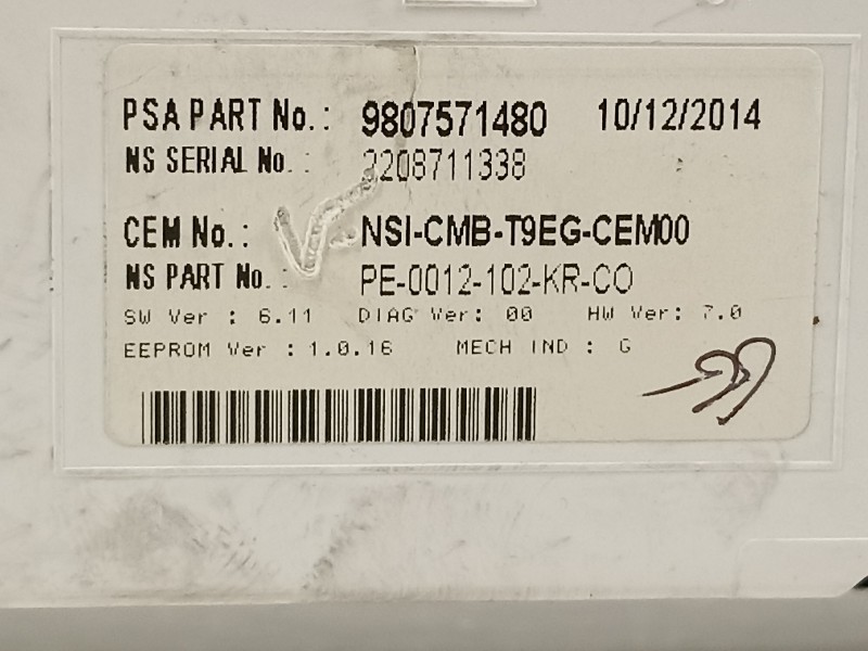 Recambio de cuadro instrumentos para peugeot 308 sw active referencia OEM IAM 9807571480  