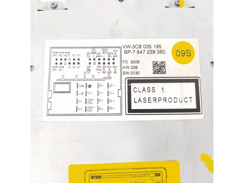 Recambio de sistema audio / radio cd para volkswagen golf vi (5k1) sport referencia OEM IAM 3C8035195  