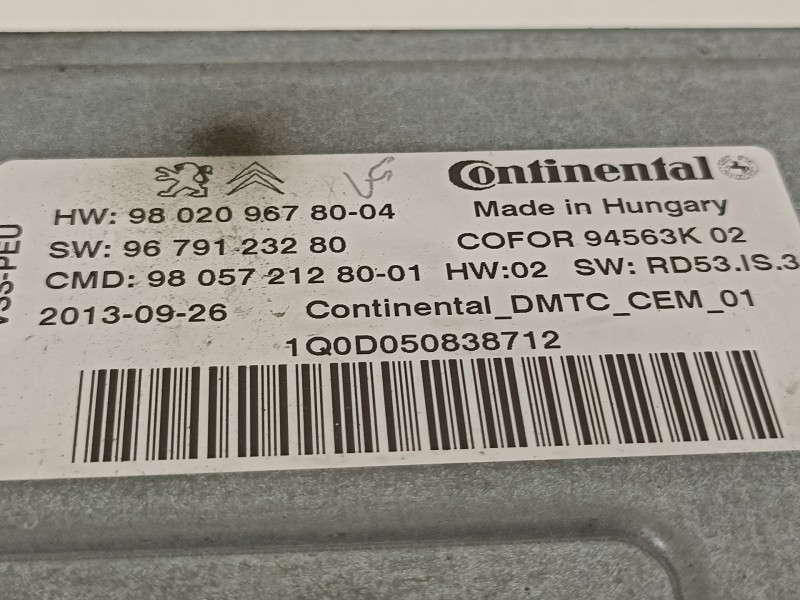 Recambio de modulo electronico para peugeot 407 st sport referencia OEM IAM 9802096780  