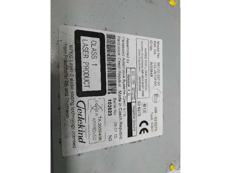 Recambio de sistema audio / radio cd para toyota auris hybrid active referencia OEM IAM 8612002F50  