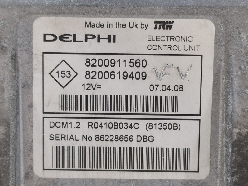 Recambio de centralita motor uce para renault clio iii emotion referencia OEM IAM 8200911560 8200619409 86228656