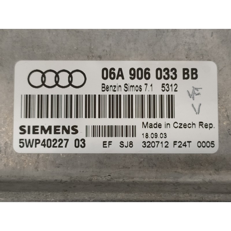 Recambio de centralita motor uce para audi a3 (8p) 1.6 limited edition referencia OEM IAM 06A906033BB 5WP40227 