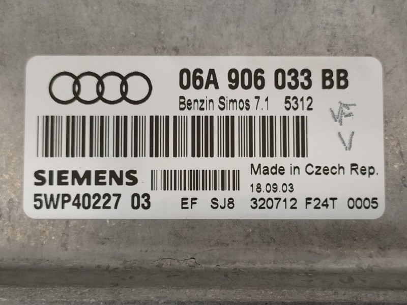 Recambio de centralita motor uce para audi a3 (8p) 1.6 limited edition referencia OEM IAM 06A906033BB 5WP40227 
