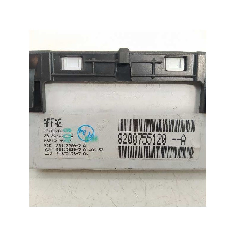 Recambio de pantalla multifuncion para renault megane ii classic berlina confort dynamique referencia OEM IAM 8200755120A  