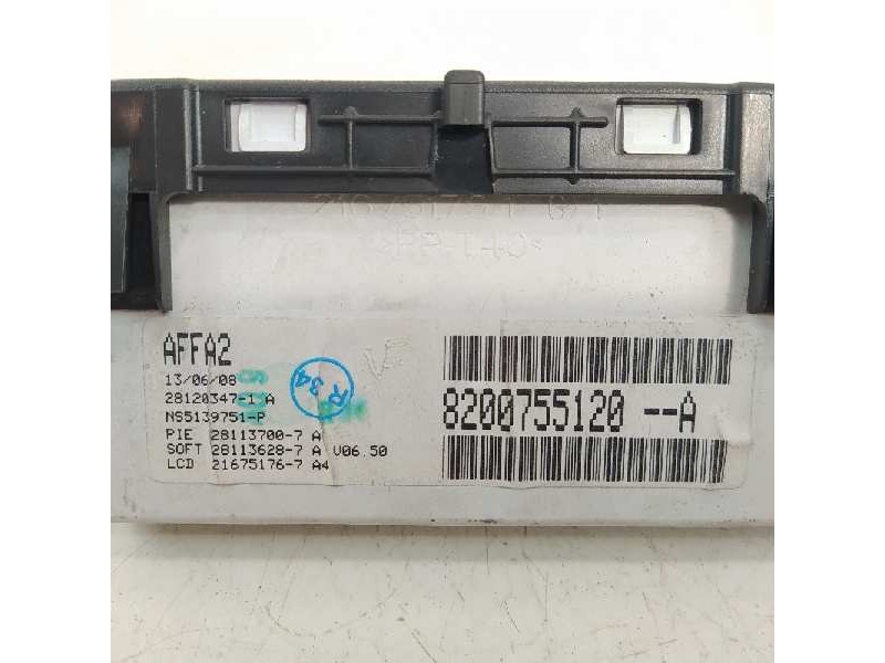 Recambio de pantalla multifuncion para renault megane ii classic berlina confort dynamique referencia OEM IAM 8200755120A  