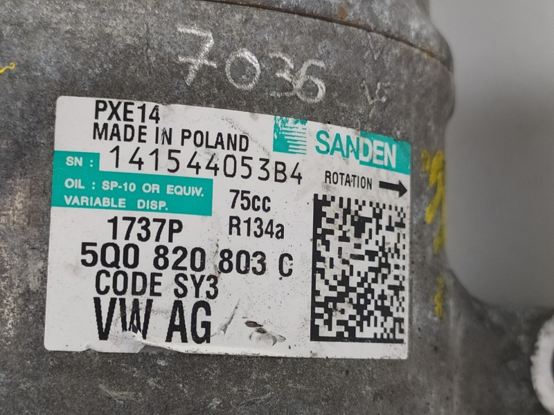 Recambio de compresor aire acondicionado para seat leon (5f1) style referencia OEM IAM 5Q0820803C 141544053B4 1737P