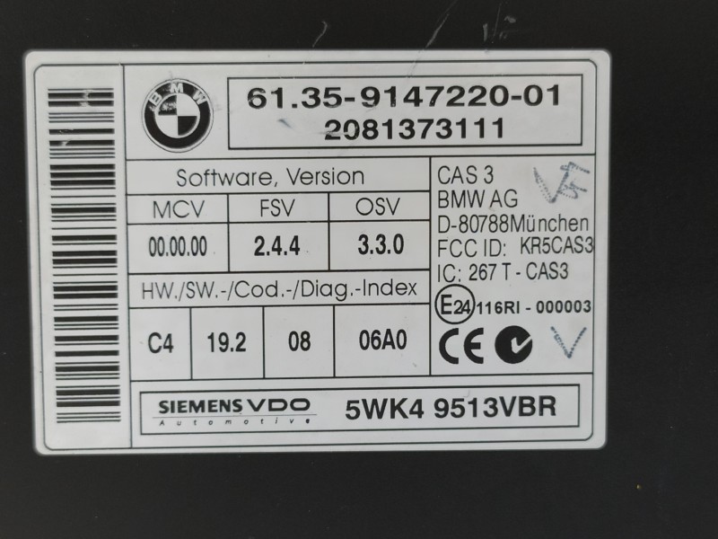 Recambio de modulo confort para bmw serie 3 cabrio (e93) 325d referencia OEM IAM 61359147220 2081373111 5WK49513VBR