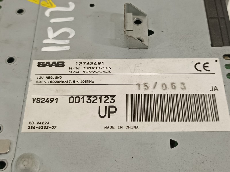 Recambio de sistema audio / radio cd para saab 9-3 sport hatch 2.0 t vector referencia OEM IAM 12762491  