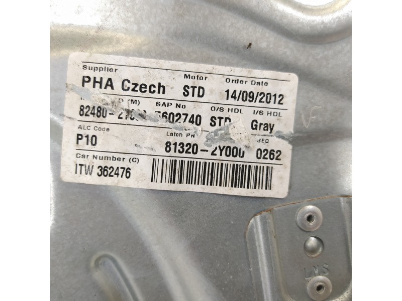 Recambio de elevalunas delantero derecho para hyundai ix35 comfort 2wd referencia OEM IAM 824802Y000 813202Y000 