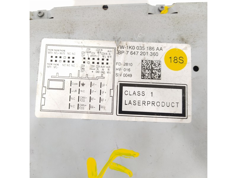 Recambio de sistema audio / radio cd para volkswagen passat berlina (3c2) edition plus referencia OEM IAM 1K0035186AA 7647201360