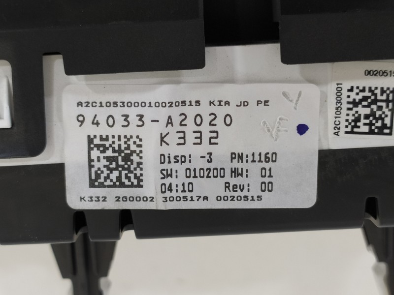 Recambio de cuadro instrumentos para kia cee´d concept referencia OEM IAM 94033A2020  