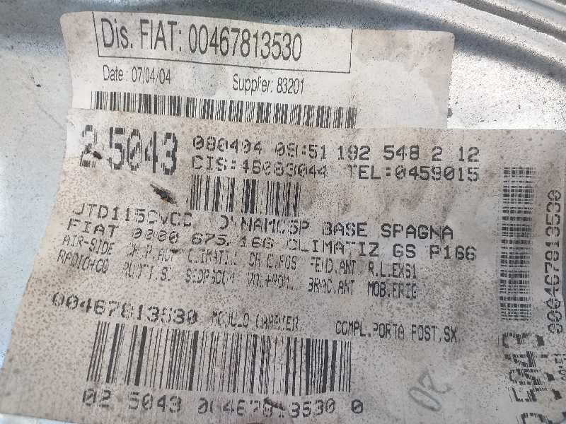 Recambio de elevalunas trasero izquierdo para fiat stilo (192) 1.9 jtd 115 referencia OEM IAM 00467813530  