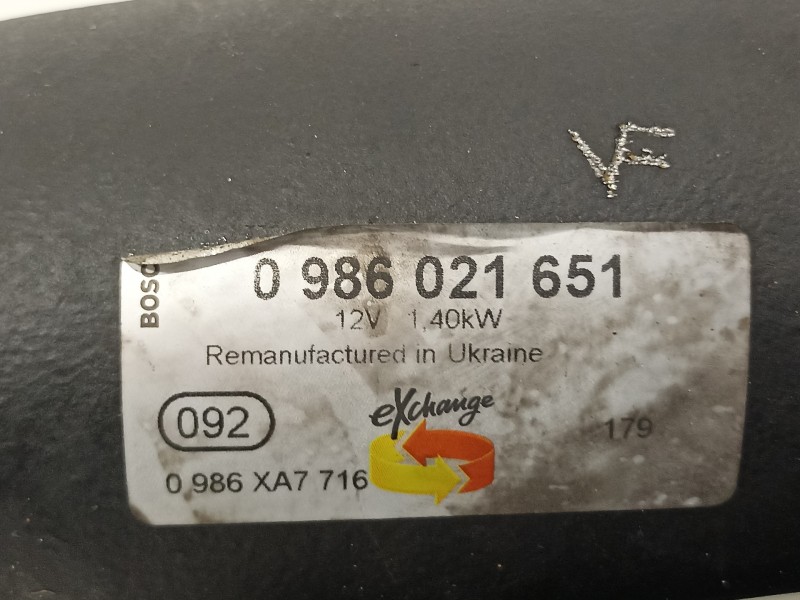 Recambio de motor arranque para peugeot 207 referencia OEM IAM 986021651  