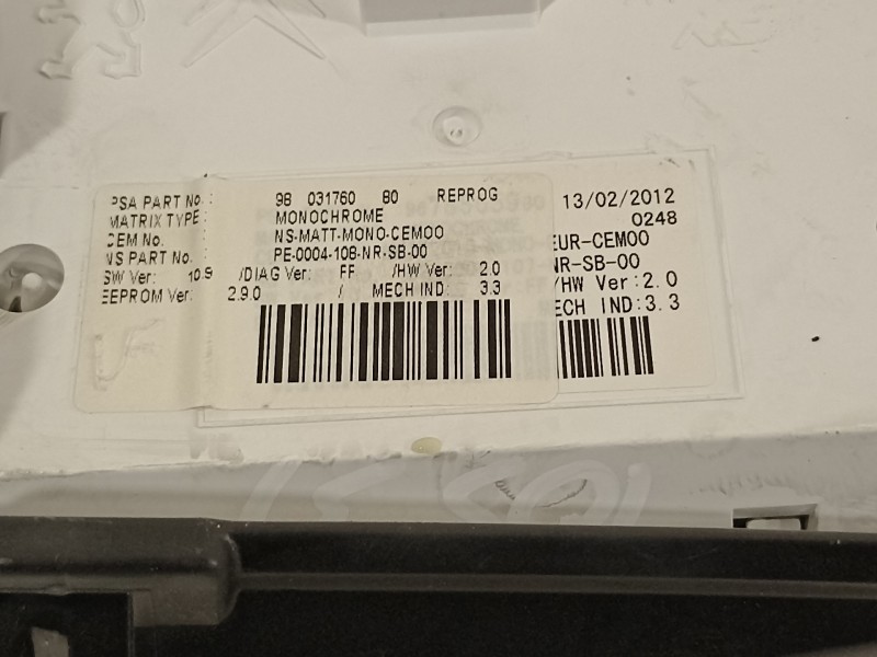Recambio de cuadro instrumentos para citroën ds5 style referencia OEM IAM 9809817480 9803176080 