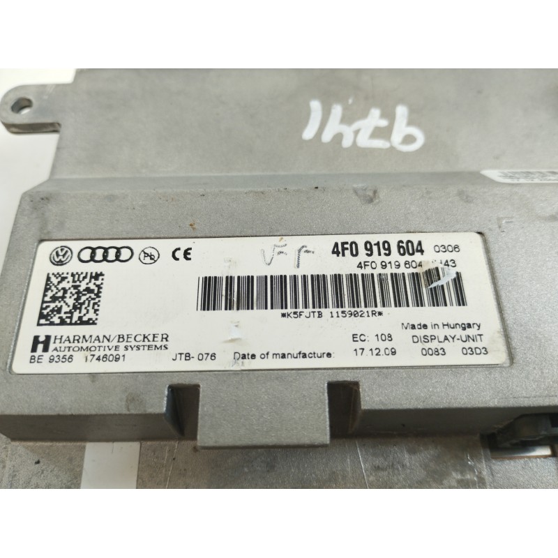 Recambio de pantalla multifuncion para audi a5 cabriolet (8f7) 3.0 tdi quattro referencia OEM IAM 4F0919604  