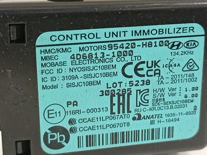 Recambio de modulo electronico para kia stonic (ybcuv) platinum edition referencia OEM IAM 95420H8100  