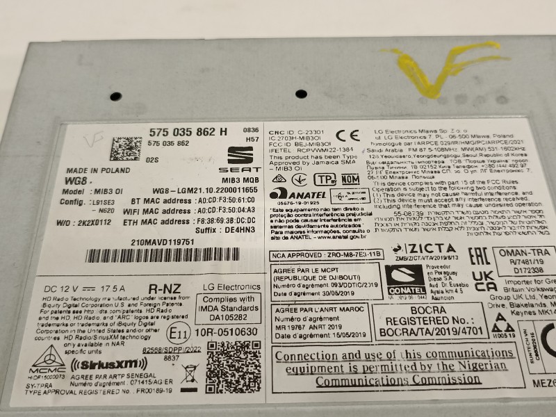 Recambio de sistema navegacion gps para seat arona xperience referencia OEM IAM 575035862H  