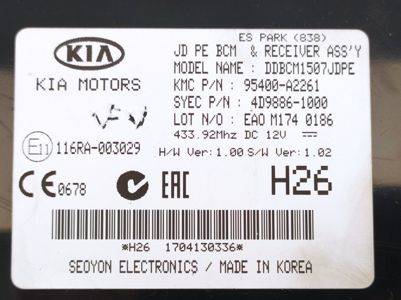 Recambio de modulo electronico para kia cee´d concept referencia OEM IAM 95400A2261 4D98861000 
