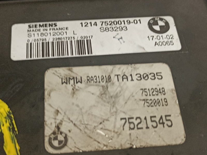 Recambio de centralita motor uce para bmw mini (r50,r53) one referencia OEM IAM 7521545 7520019 S118012001