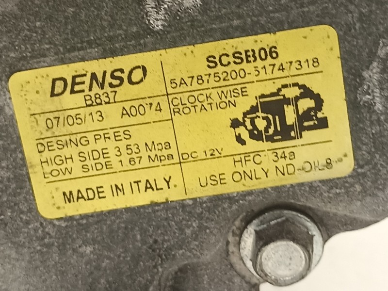Recambio de compresor aire acondicionado para fiat nuova 500 (150) star referencia OEM IAM 51747318  