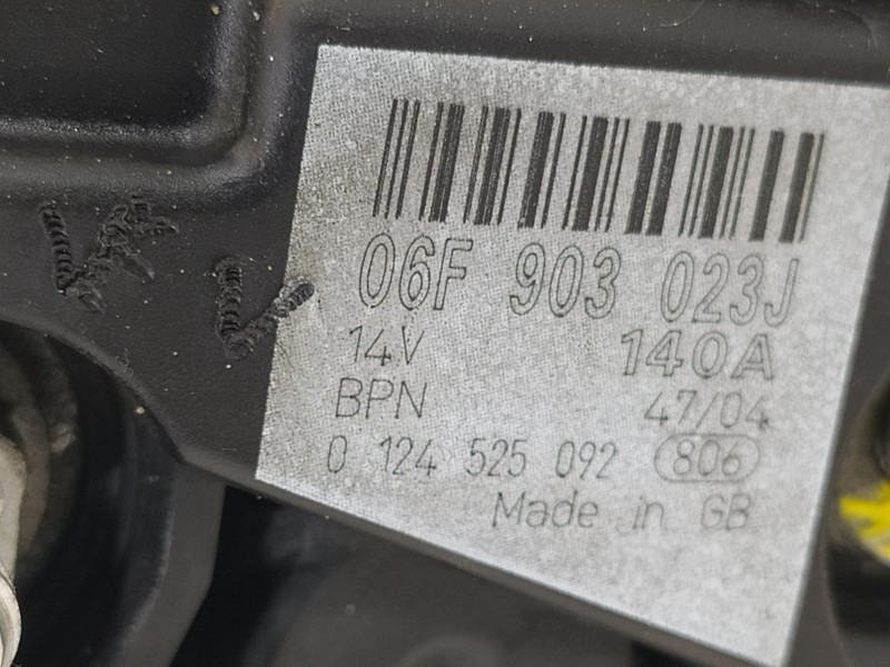 Recambio de alternador para audi a4 berlina (8e) 2.0 tdi 16v (103kw) referencia OEM IAM 06F903023J 0124525092 