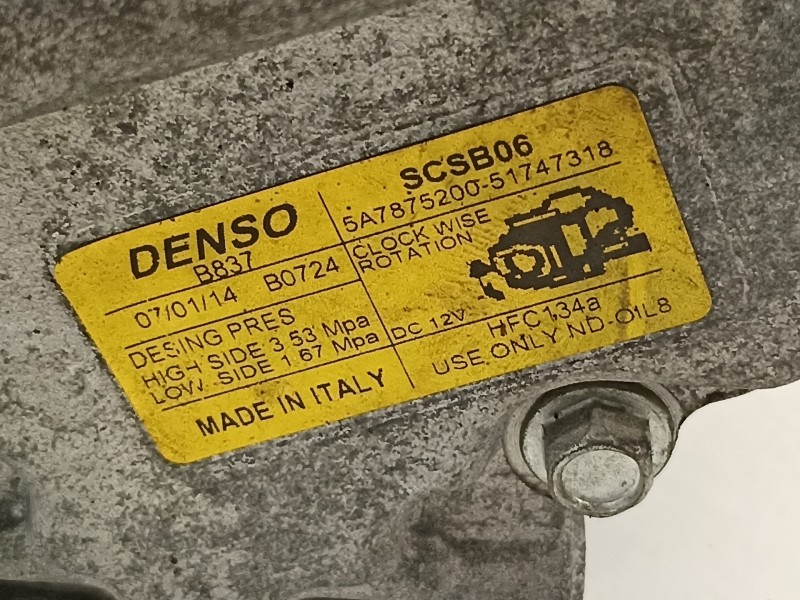 Recambio de compresor aire acondicionado para fiat nuova 500 (150) blackjack referencia OEM IAM 51747318  