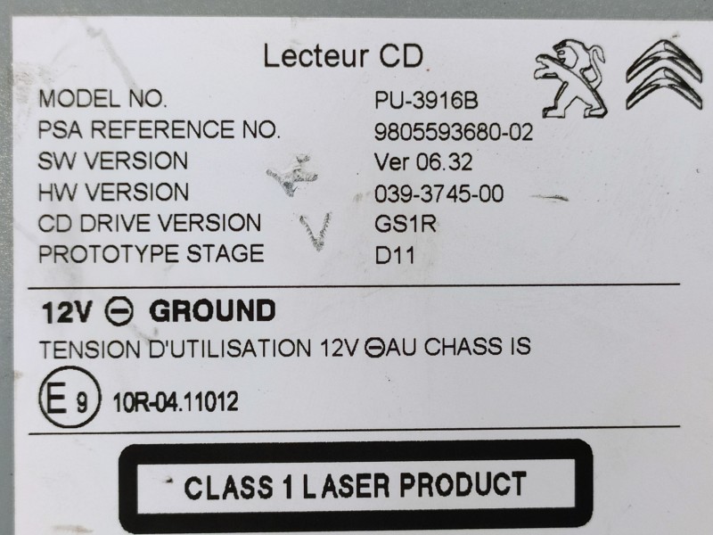 Recambio de sistema audio / radio cd para citroën c4 lim. feel referencia OEM IAM 9805593680  