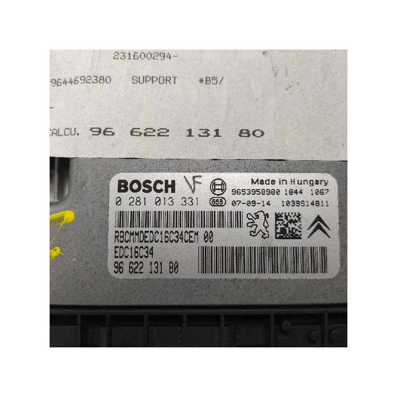 Recambio de centralita motor uce para citroën c4 coupe vtr plus referencia OEM IAM 9662213180 0281013331 9653958980
