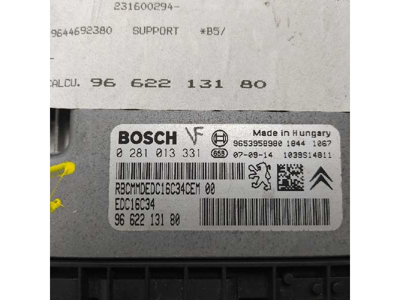 Recambio de centralita motor uce para citroën c4 coupe vtr plus referencia OEM IAM 9662213180 0281013331 9653958980