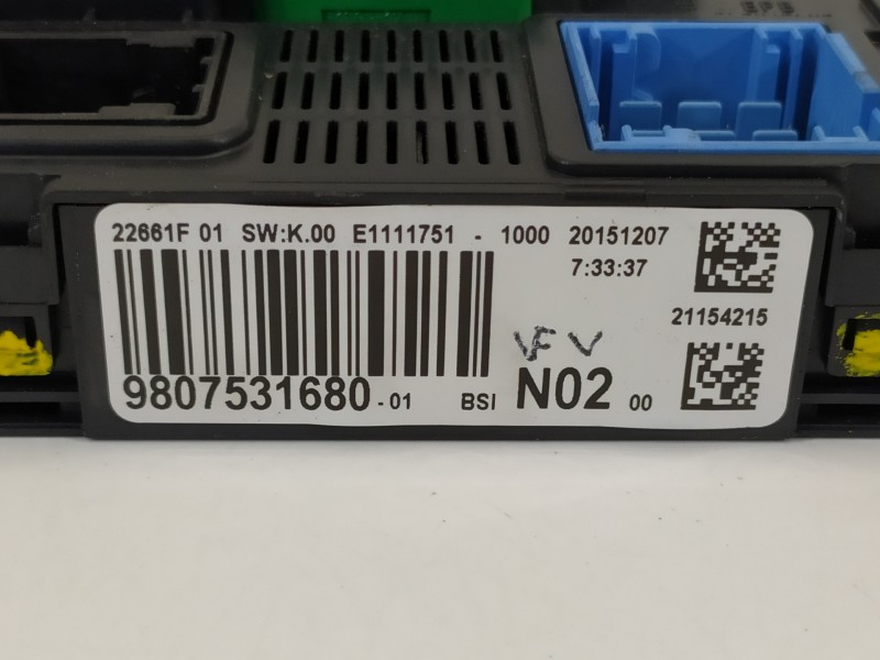 Recambio de caja reles / fusibles para peugeot 208 active referencia OEM IAM 9807531680 BSIN02 