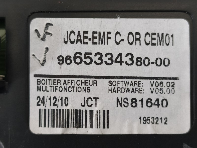 Recambio de pantalla multifuncion para citroën c4 lim. collection referencia OEM IAM 9665334380  