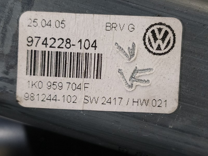 Recambio de elevalunas trasero derecho para volkswagen passat berlina (3c2) advance referencia OEM IAM 1K0959704F  