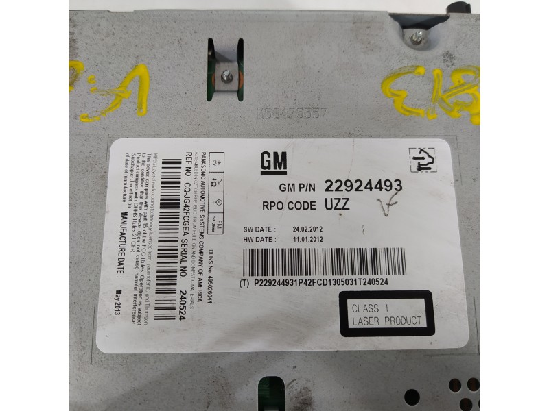 Recambio de sistema navegacion gps para opel astra j lim. selective referencia OEM IAM 22924493  