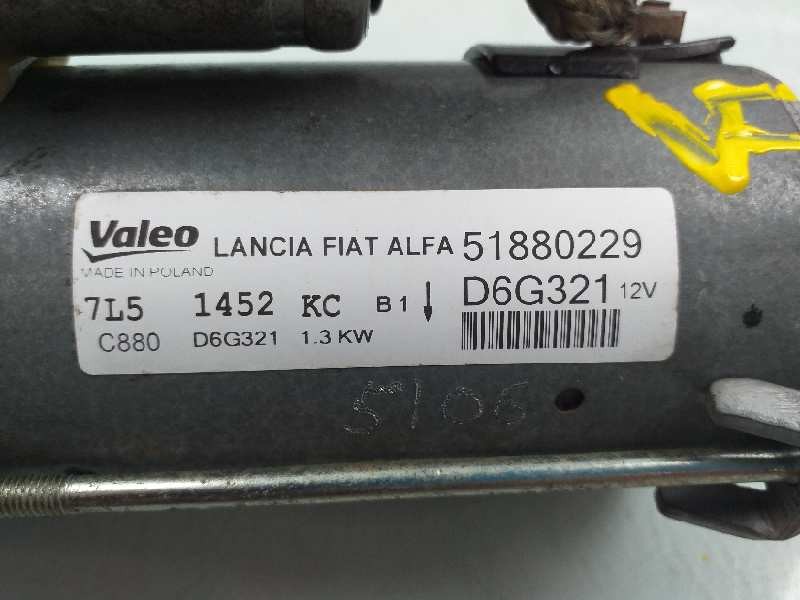 Recambio de motor arranque para fiat doblo ii (152) pop referencia OEM IAM 51880229 D6G321 7L5D6G321
