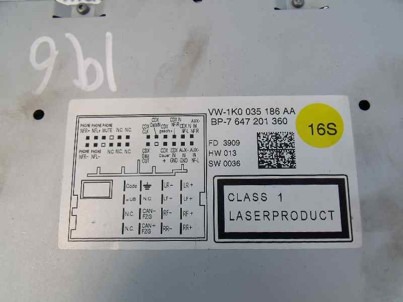 Recambio de sistema audio / radio cd para volkswagen passat variant (3c5) edition plus referencia OEM IAM 1K0035186AA 7647201360